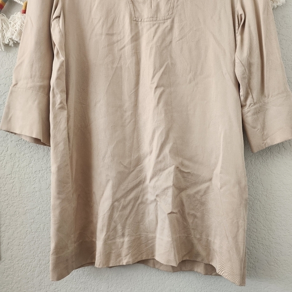 COS Lyocell Aline Zip Half Sleeve Beige Shirtdress Minimalist Boho Neutral 6 - Picture 7 of 11